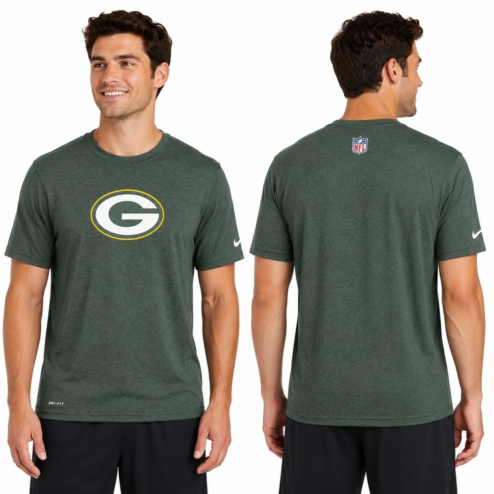 Nike Shirt Mens‎ Large Green Bay Packers NFL Dri-FIT Tee Mens Green Short Sleeve